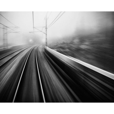 From The Last Wagon Of The Train White Modern Wood Framed Art Print by Persson, Mats