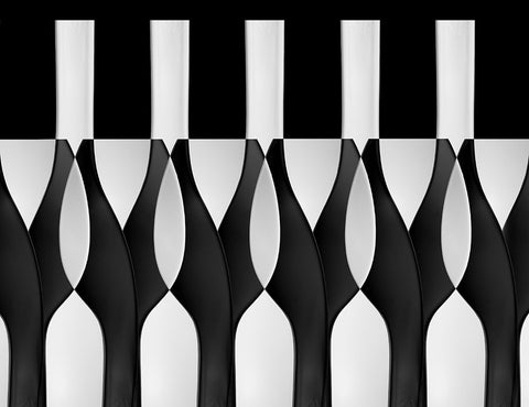 Spoons Abstract: Bottles Glasses Candles Black Ornate Wood Framed Art Print with Double Matting by Hammer, Jacqueline
