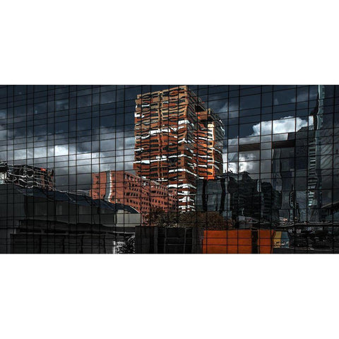 Puzzle Reflection Black Modern Wood Framed Art Print by Claes, Gilbert