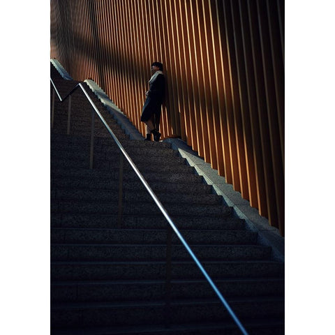 Line Gold Ornate Wood Framed Art Print with Double Matting by Amenomori, Keiichiro