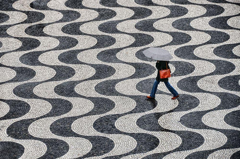 Lisboa Black Ornate Wood Framed Art Print with Double Matting by Reichert, Renate