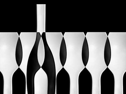 Spoons Abstract: Bottles Glasses Candles II White Modern Wood Framed Art Print with Double Matting by Hammer, Jacqueline