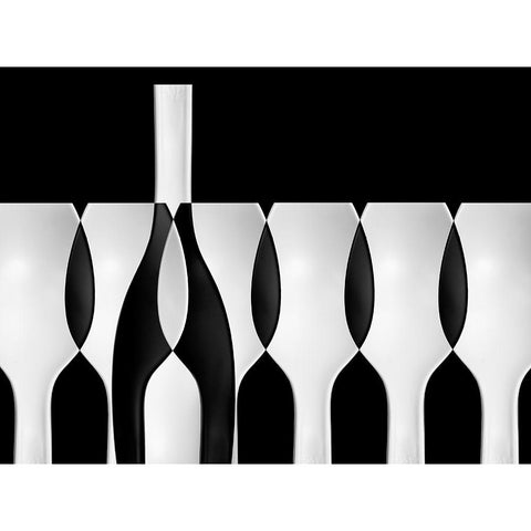 Spoons Abstract: Bottles Glasses Candles II Black Modern Wood Framed Art Print by Hammer, Jacqueline
