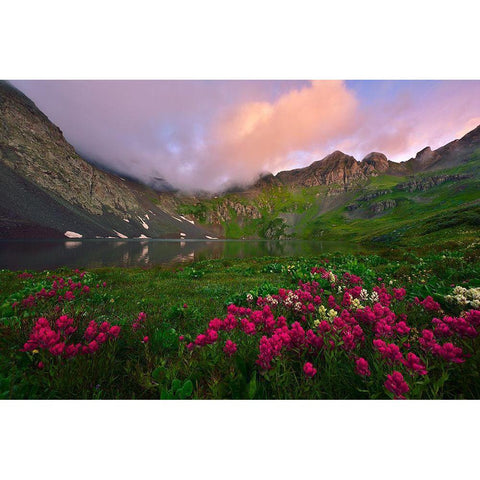 Clear Lake Dawn Black Modern Wood Framed Art Print with Double Matting by Xu, Mei