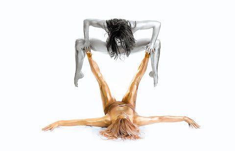 Silver On Gold - Gymnast Series Black Ornate Wood Framed Art Print with Double Matting by Ashton-Jones, Howard