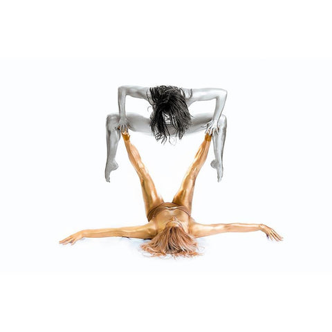 Silver On Gold - Gymnast Series White Modern Wood Framed Art Print by Ashton-Jones, Howard