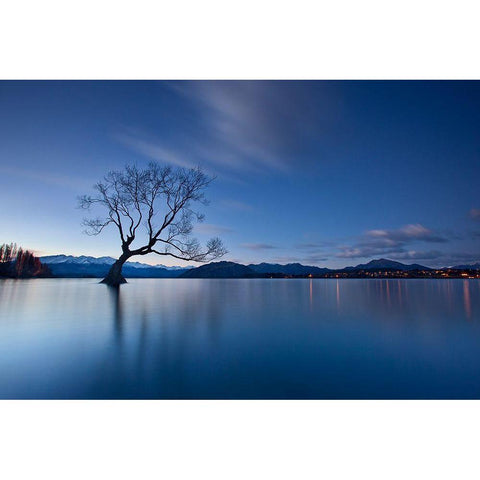 Wanaka Twilight Black Modern Wood Framed Art Print with Double Matting by Zhang, Yan