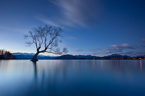 Wanaka Twilight Black Ornate Wood Framed Art Print with Double Matting by Zhang, Yan