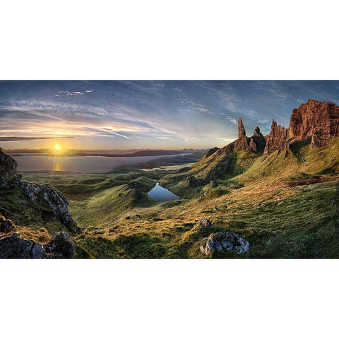 The Old Man Of Storr White Modern Wood Framed Art Print by Schweiger, Christian