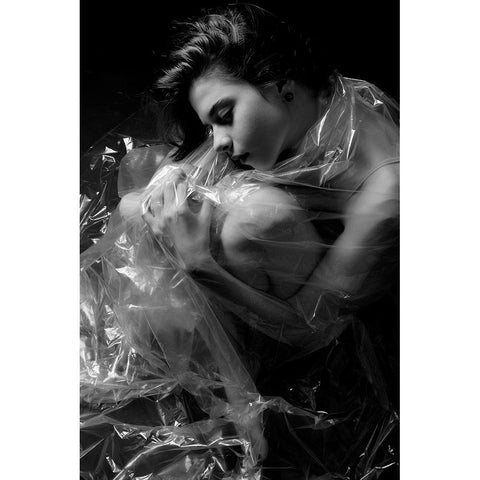 Blind Smoke White Modern Wood Framed Art Print by Mest, Olga