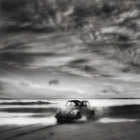 Back To The Future ... Black Modern Wood Framed Art Print with Double Matting by Depaepe, Yvette