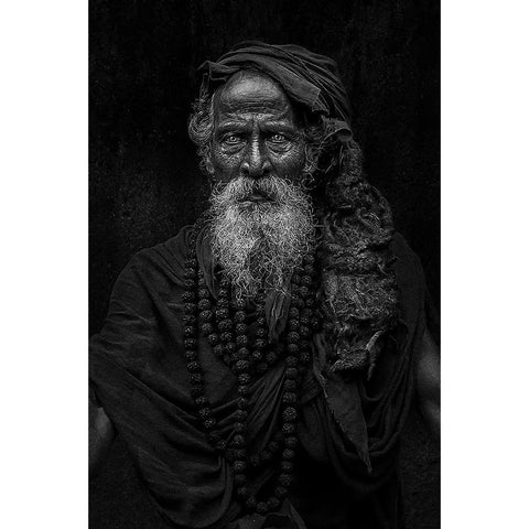 Saddhu Look Black Modern Wood Framed Art Print with Double Matting by Almutaghawi, Fadhel