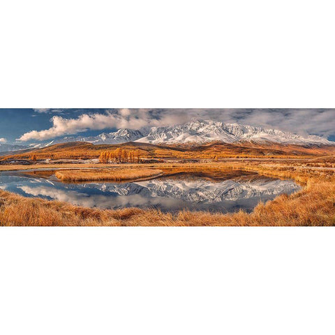 Mirror For Mountains Gold Ornate Wood Framed Art Print with Double Matting by Shcherbina, Valeriy