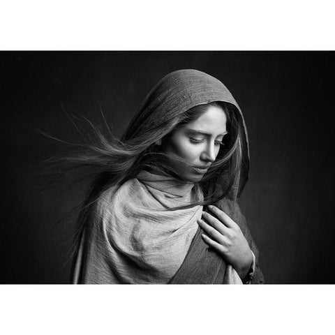 Nafas Black Modern Wood Framed Art Print with Double Matting by Mokhtari, Mehdi