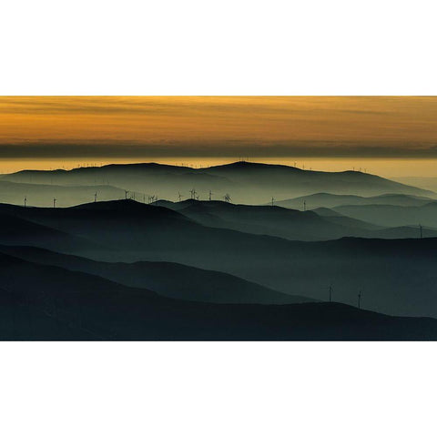 Below The Horizon Black Modern Wood Framed Art Print by Correia, Rui