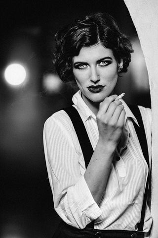 French Beauty... Eva-Luisa White Modern Wood Framed Art Print with Double Matting by Peter Muller Photography