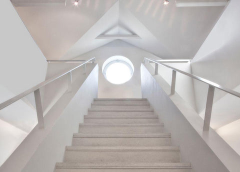 High-Key Staircase White Modern Wood Framed Art Print with Double Matting by Depaepe, Yvette