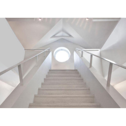 High-Key Staircase Black Modern Wood Framed Art Print by Depaepe, Yvette