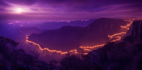 Lights Of The Night Black Ornate Wood Framed Art Print with Double Matting by Sombrio, Raphael