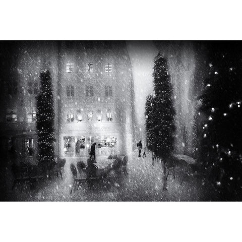 Christmas In The City Gold Ornate Wood Framed Art Print with Double Matting by Schleicher-Schwarz, Roswitha