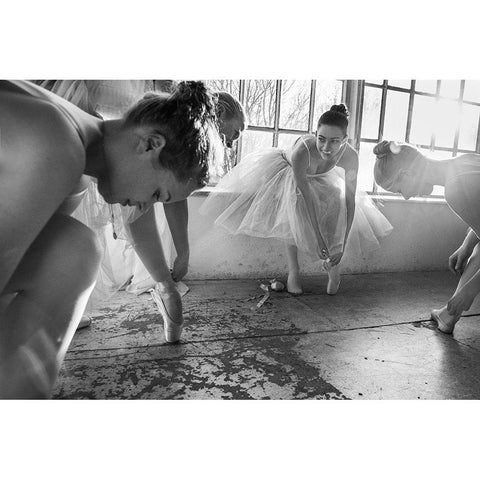 Ballet Dancers Preparation... Black Modern Wood Framed Art Print with Double Matting by Muller Photography, Peter