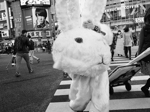 Untitled White Modern Wood Framed Art Print with Double Matting by Suzuki, Tatsuo