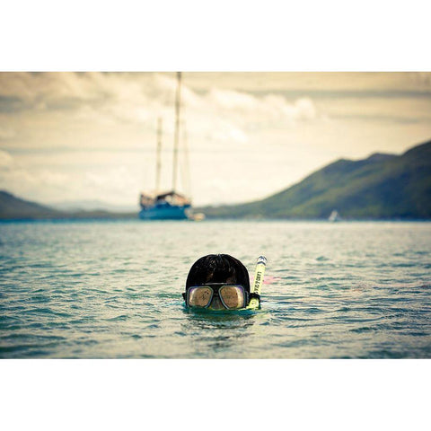 The Diver Black Modern Wood Framed Art Print by Robboz, El