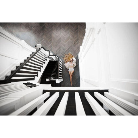 Falling Angle Black Modern Wood Framed Art Print by Rozenzvig, Carmit