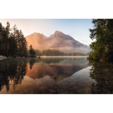 Glowing Mist Black Modern Wood Framed Art Print by Gastager, Daniel