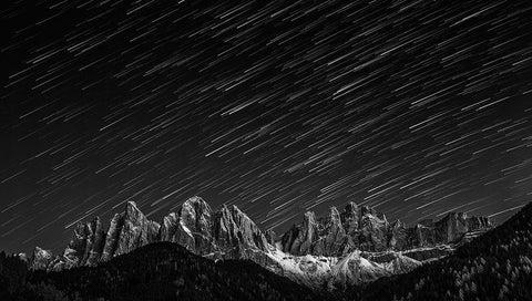 Starfall In The Dolomites Black Ornate Wood Framed Art Print with Double Matting by Shcherbina, Valeriy