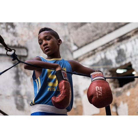 Boxing White Modern Wood Framed Art Print by Ihyabozkurt