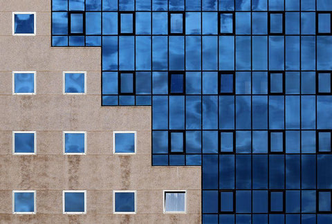 Blue Windows Black Ornate Wood Framed Art Print with Double Matting by Hawerkamp, Hans-Wolfgang