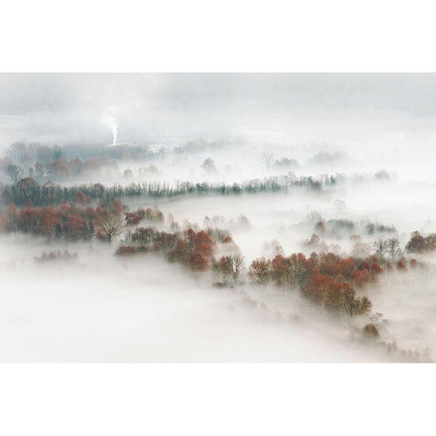 Factory Fog Black Modern Wood Framed Art Print with Double Matting by Galimberti, Marco