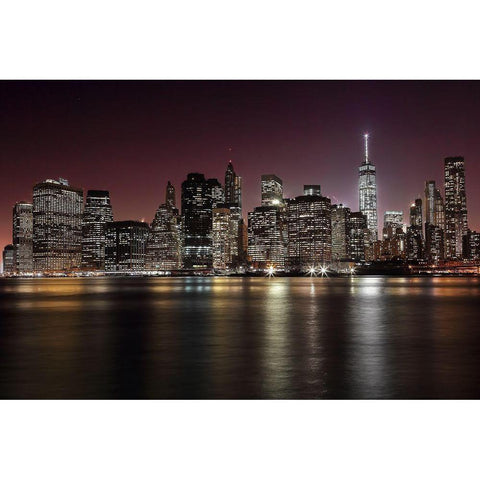 Nyc Skyline White Modern Wood Framed Art Print by Merino, Nicolas