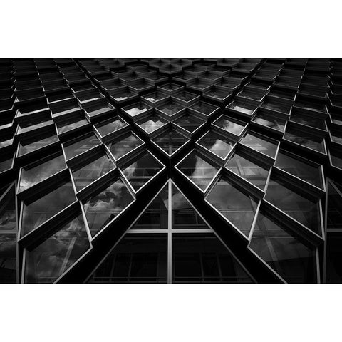 Diamond Windows Black Modern Wood Framed Art Print with Double Matting by Van De, Jeroen