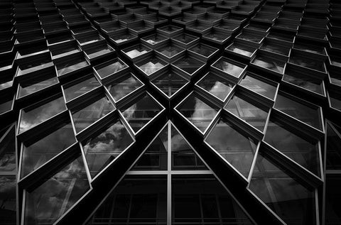 Diamond Windows Black Ornate Wood Framed Art Print with Double Matting by Van De, Jeroen