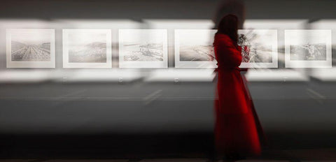 The Woman With The Red Coat Black Ornate Wood Framed Art Print with Double Matting by Bartagnan