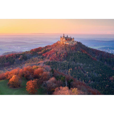 Golden Autumn Evening Black Modern Wood Framed Art Print by Gastager, Daniel