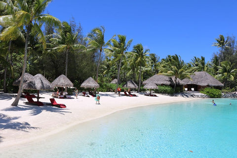 Blue Beach White Modern Wood Framed Art Print with Double Matting by Daniel, Nick