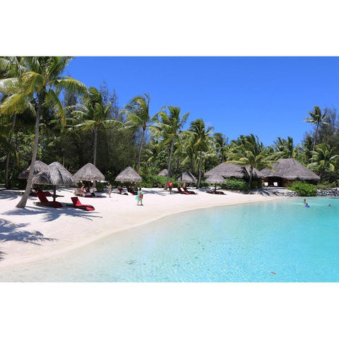 Blue Beach Black Modern Wood Framed Art Print by Daniel, Nick