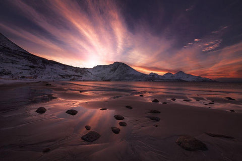 Northern Paradise Black Ornate Wood Framed Art Print with Double Matting by Zakravsky, Jaroslav