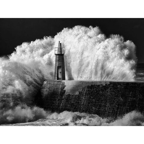 The Lighthouse Black Modern Wood Framed Art Print by Garcia Bernardo, Alejandro