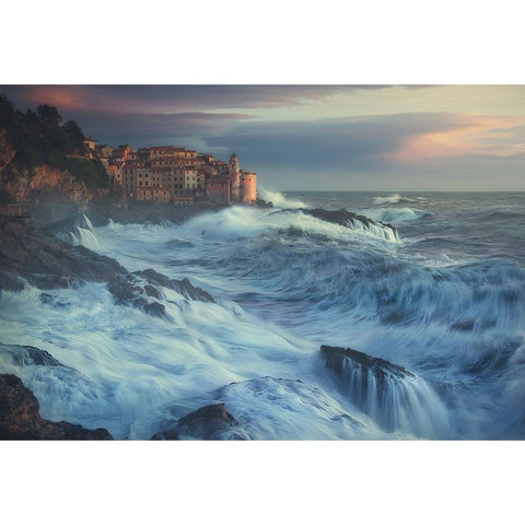 Poseido Awakens Black Modern Wood Framed Art Print with Double Matting by Lazzarotti, Paolo
