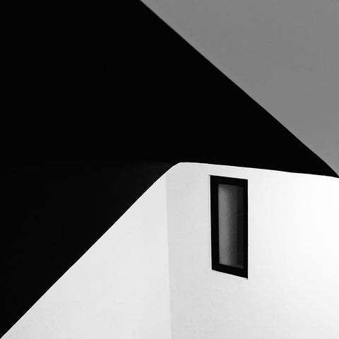 Black Window Black Modern Wood Framed Art Print with Double Matting by Azevedo, Olavo