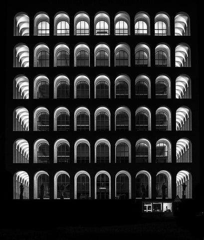 Palazzo Della Civiltan Italiana Black Ornate Wood Framed Art Print with Double Matting by Rosanova, Marco