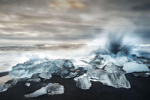 Water And Ice ! Black Ornate Wood Framed Art Print with Double Matting by Forns, Alfred