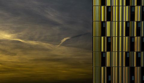 Evening Glow White Modern Wood Framed Art Print with Double Matting by Claes, Gilbert