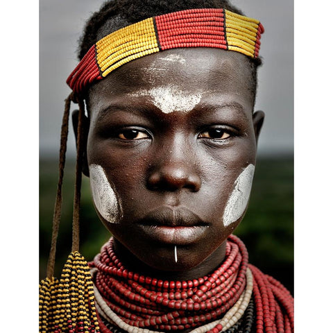 Caro Girl Gold Ornate Wood Framed Art Print with Double Matting by Al Sulaili, Mohammed