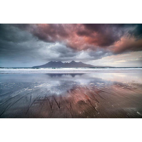 Laig Beach Black Modern Wood Framed Art Print with Double Matting by Marchegiani, Roberto