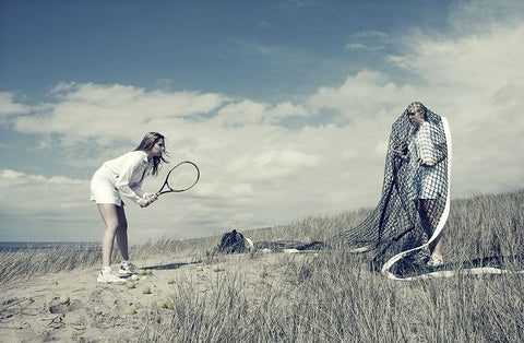 Game-Set And Match White Modern Wood Framed Art Print with Double Matting by Vink, Hans